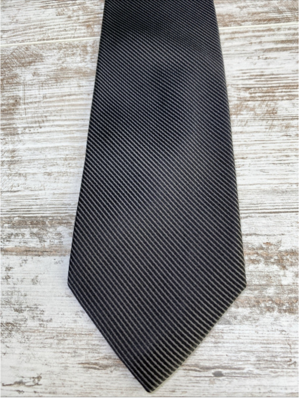 Calvin Klein Silk Tie Black Gray Diagonal Striped Textured Necktie Classic